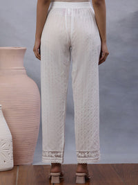 W Women Self Design Straight Fit Trouser