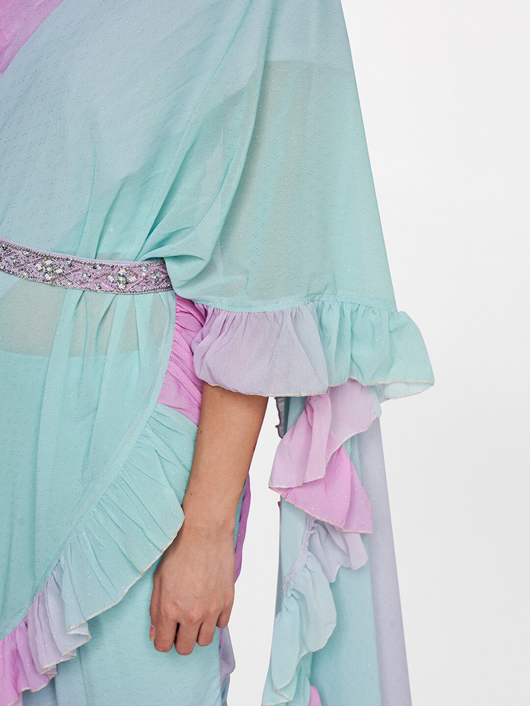 Global Desi Blue & Purple Palazzo Saree