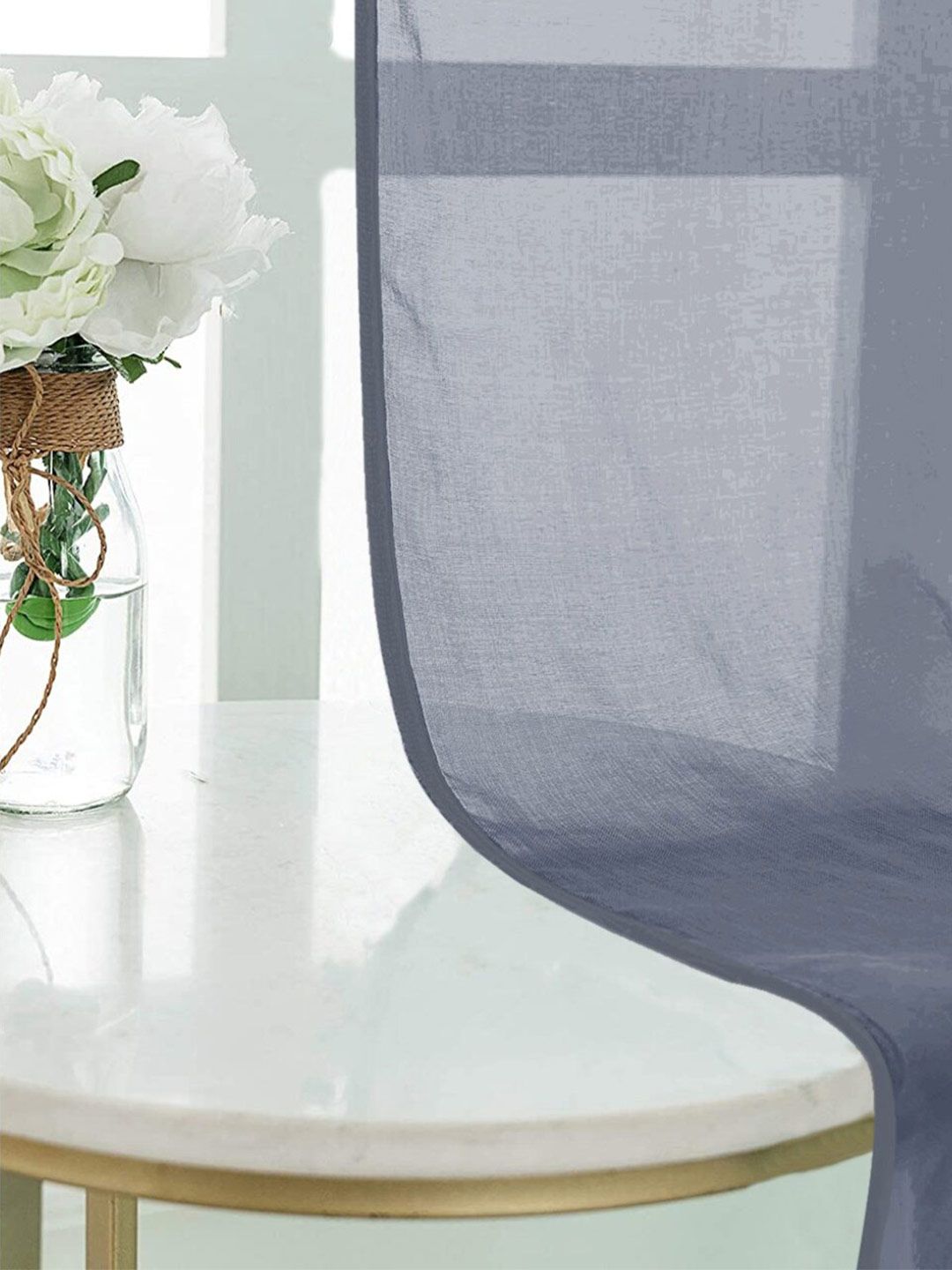 URBAN SPACE Blue 2 Pieces Sheer Long Door Curtain