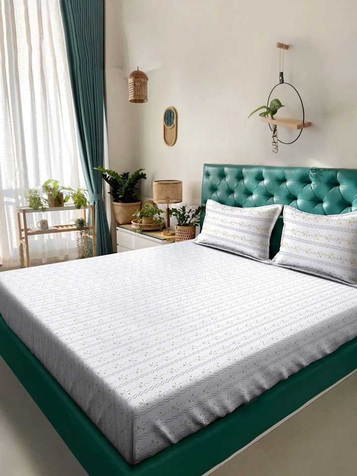 Moda Rapido X KLOTTHE Cadar Putih Bunga 400 TC dengan 2 Sarung Bantal