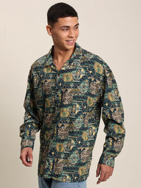 Bene Kleed Men Abstract Printed Opaque Oversize Casual Shirt