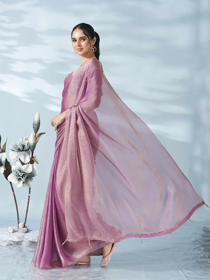 Tikhi Imli Two Tone Poly Chiffon Saree