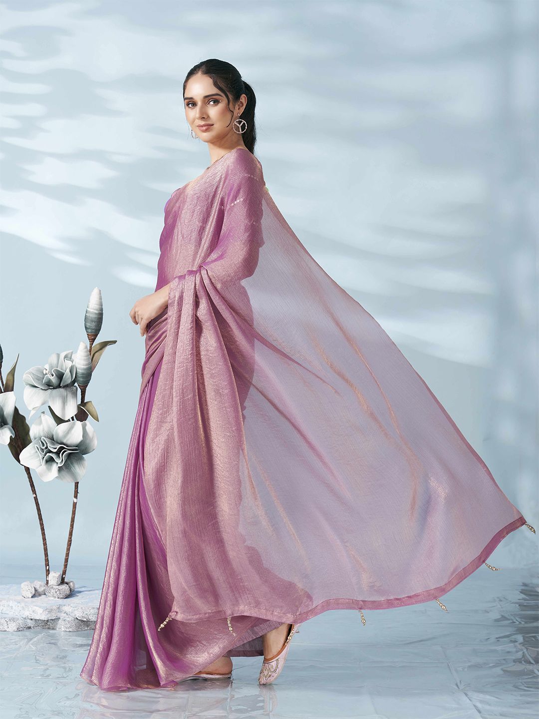 Tikhi Imli Two Tone Poly Chiffon Saree