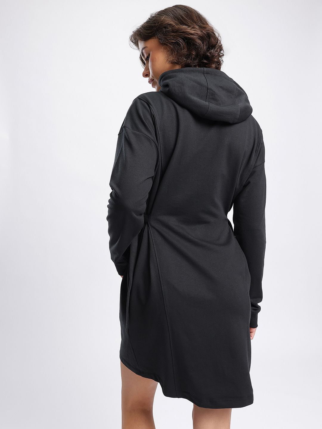 DressBerry Casual Cinch Belted Hooded Jumper Mini Dress