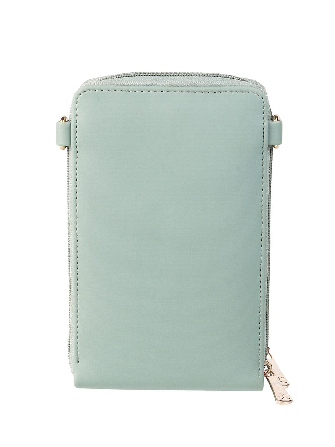 Mochi Women Green & Gold-Toned Geometric Zip Around Wallet