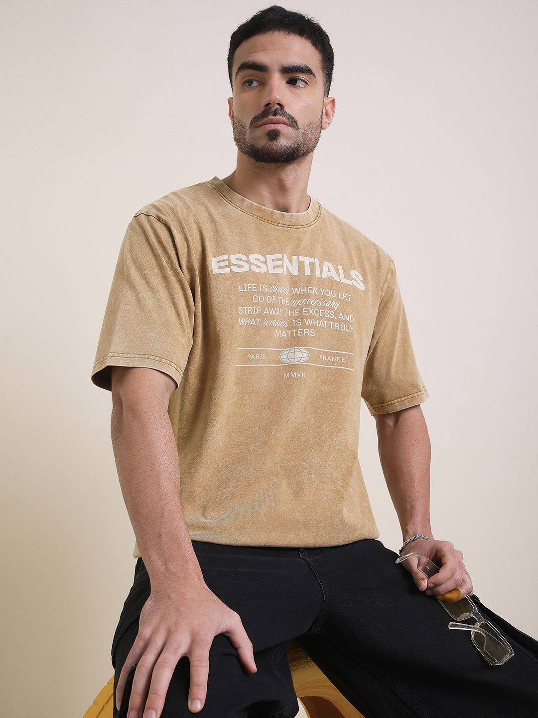 Dillinger Men Besar Asid Lengan Pendek Dibasuh Tshirt