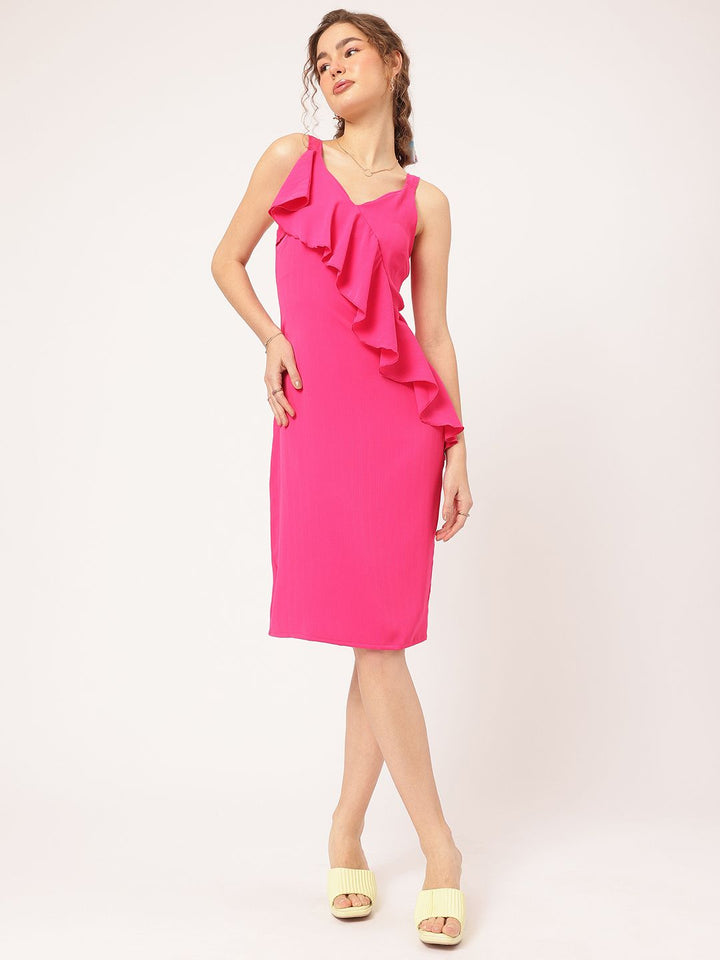 DressBerry Flirty-Frill Shoulder Straps Sheath Chic Dress