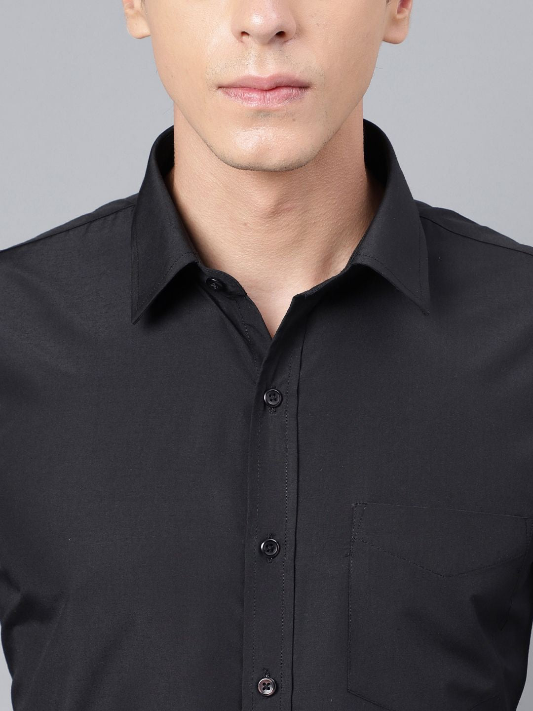 Hancock Men Black Black Slim Formal Shirt