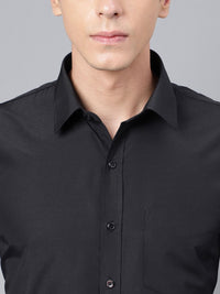 Hancock Men Black Black Slim Formal Shirt