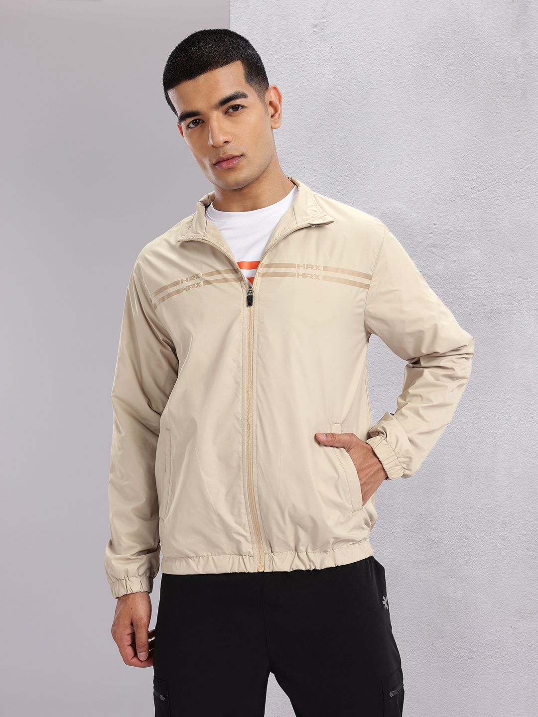 HRX by Hrithik Roshan Striped Detail Rapid-Dry Training Jacket