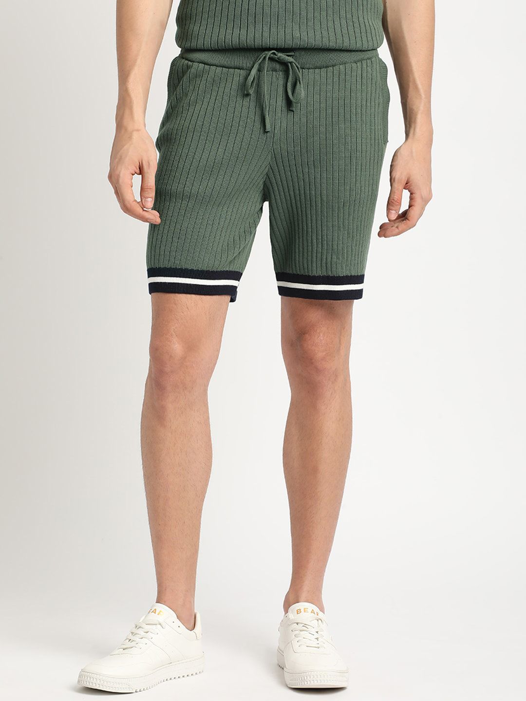 THE BEAR HOUSE Men Self Designed Regular Fit Pure Cotton Shorts