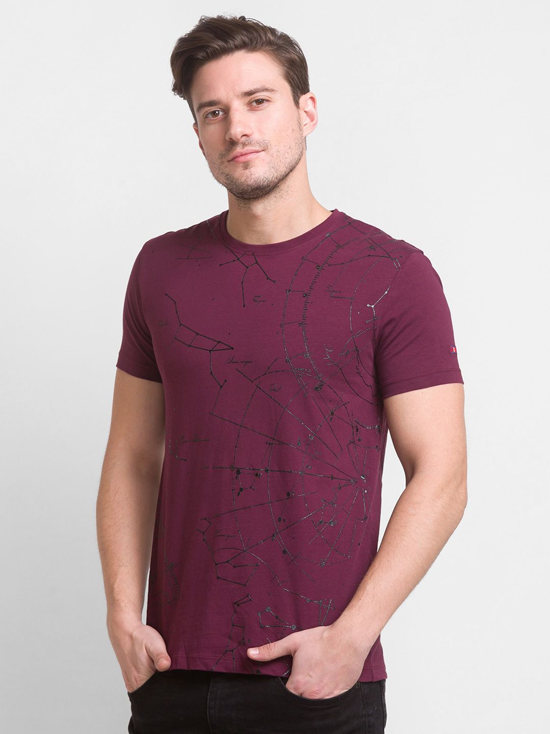 Being Human Men Purple Printed Cotton T-shirt