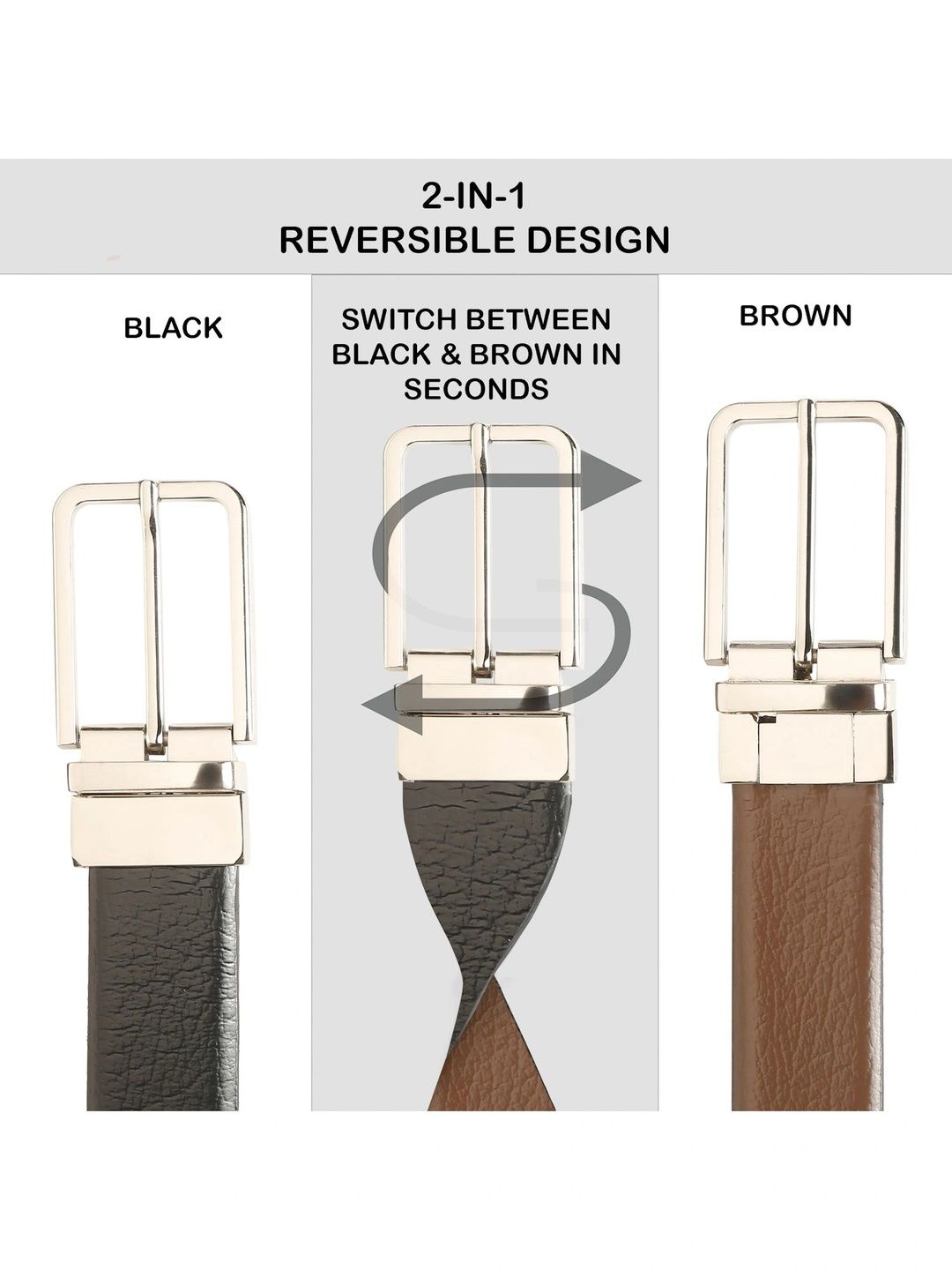 Teakwood Leathers Men Textured Leather Reversible Belt