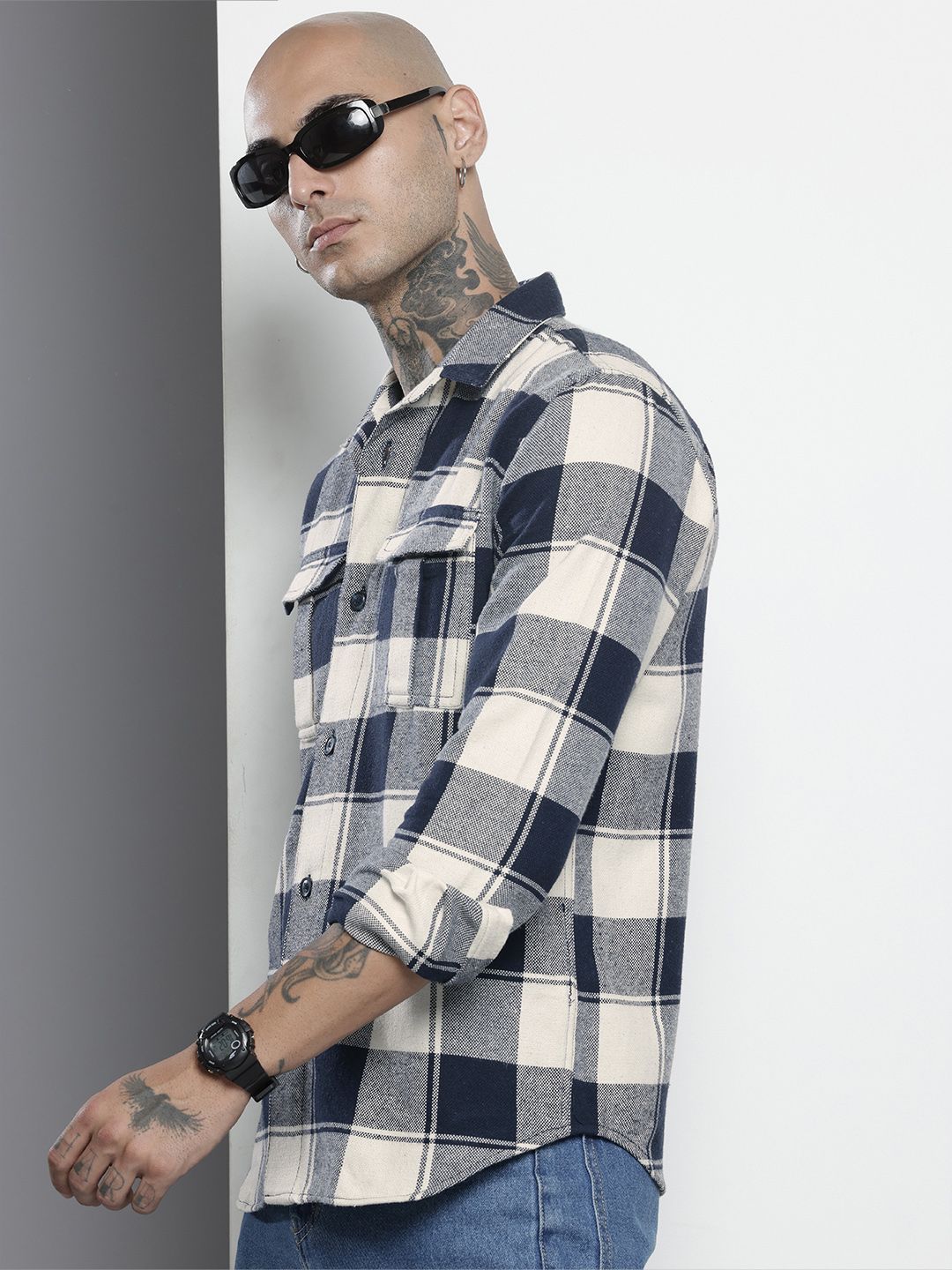The Indian Garage Co Checked Pure Cotton Casual Shirt