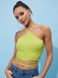 Athena Halter Neck Tie Up Cotton Crop Top