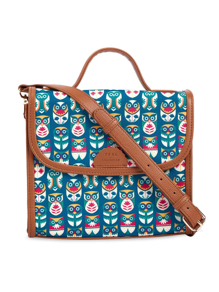 TEAL BY CHUMBAK Graphic Printed Satchel Bag