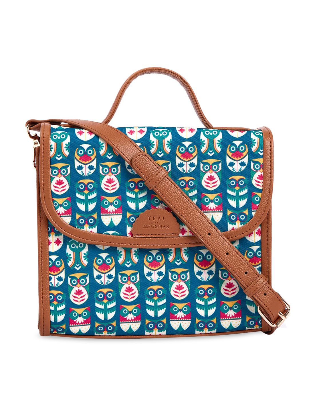 TEAL BY CHUMBAK Graphic Printed Satchel Bag