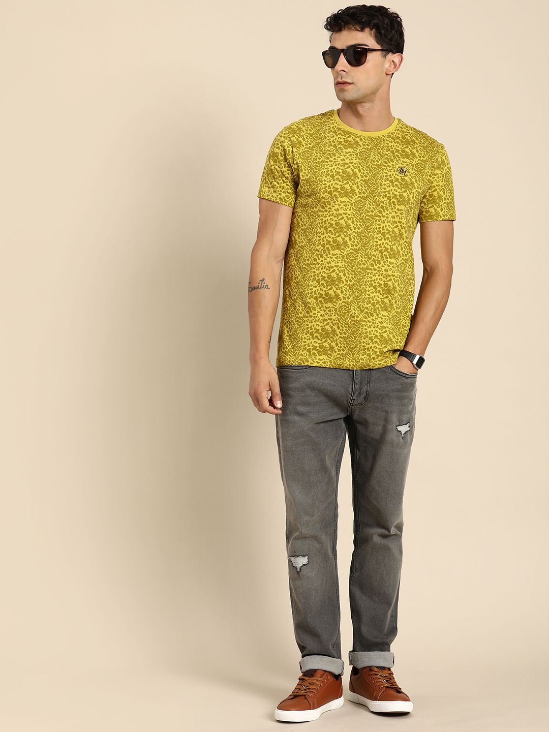 Being Human Pure Cotton Abstract Printed T-shirt