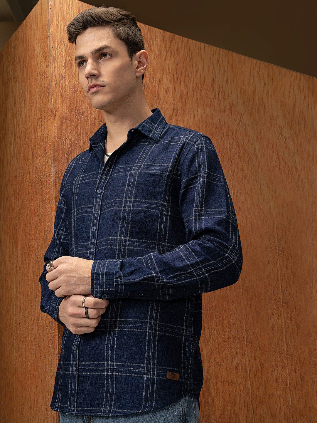 LOCOMOTIVE Mock Lino Dobby Textured Checked Shirt