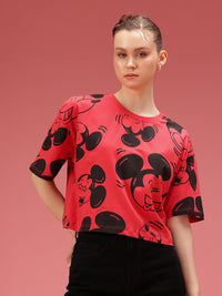 DressBerry Mickey Mouse Printed Drop-Shoulder Sleeves Relaxed Fit Pure Cotton T-shirt