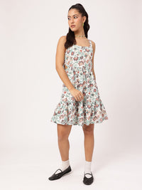 DressBerry Blooming Beauty Floral Printed Smocked Cut-Outs A-Line Dress