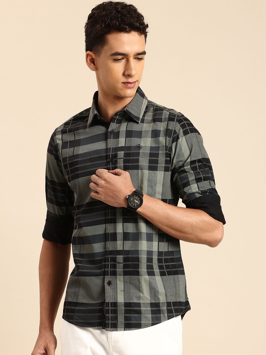 Being Human Pure Cotton Classic Slim Fit Opaque Checked Casual Shirt