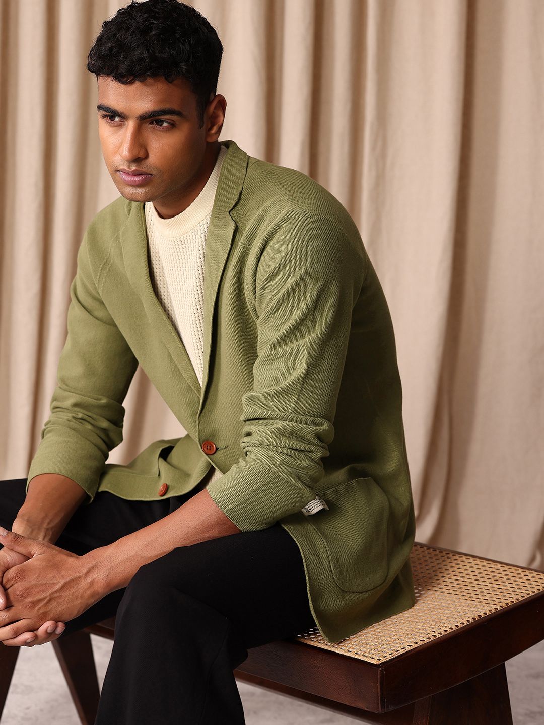 Mr Bowerbird Self Design Tailored Fit Single-Breasted Casual Blazer