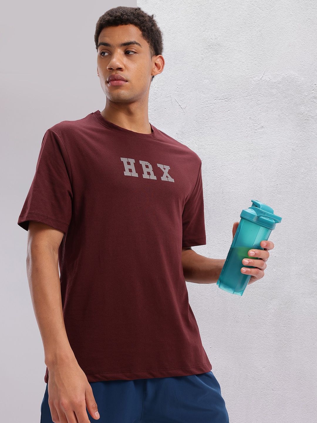 HRX by Hrithik Roshan Brand Logo Printed Drop-Shoulder Sleeves Relaxed Training T-shirt
