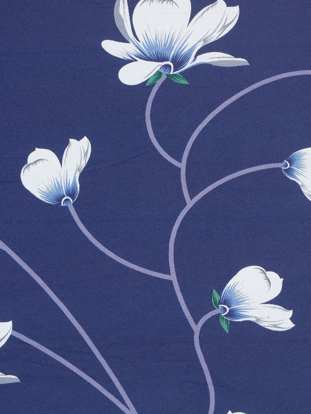 Cortina Navy Blue Floral Printed Single-Seater Sofa Covers