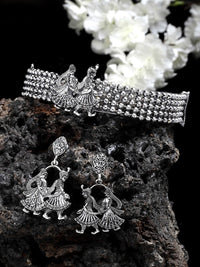 KARATCART Oxidised Silver-Plated Dulha-Dulhan Design Jewellery Set