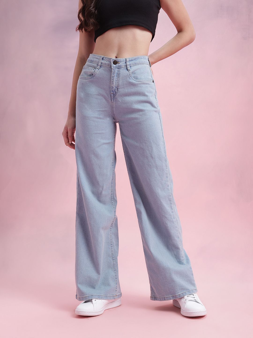 DressBerry Women Mid-Rise Wide Leg Stretchable Jeans