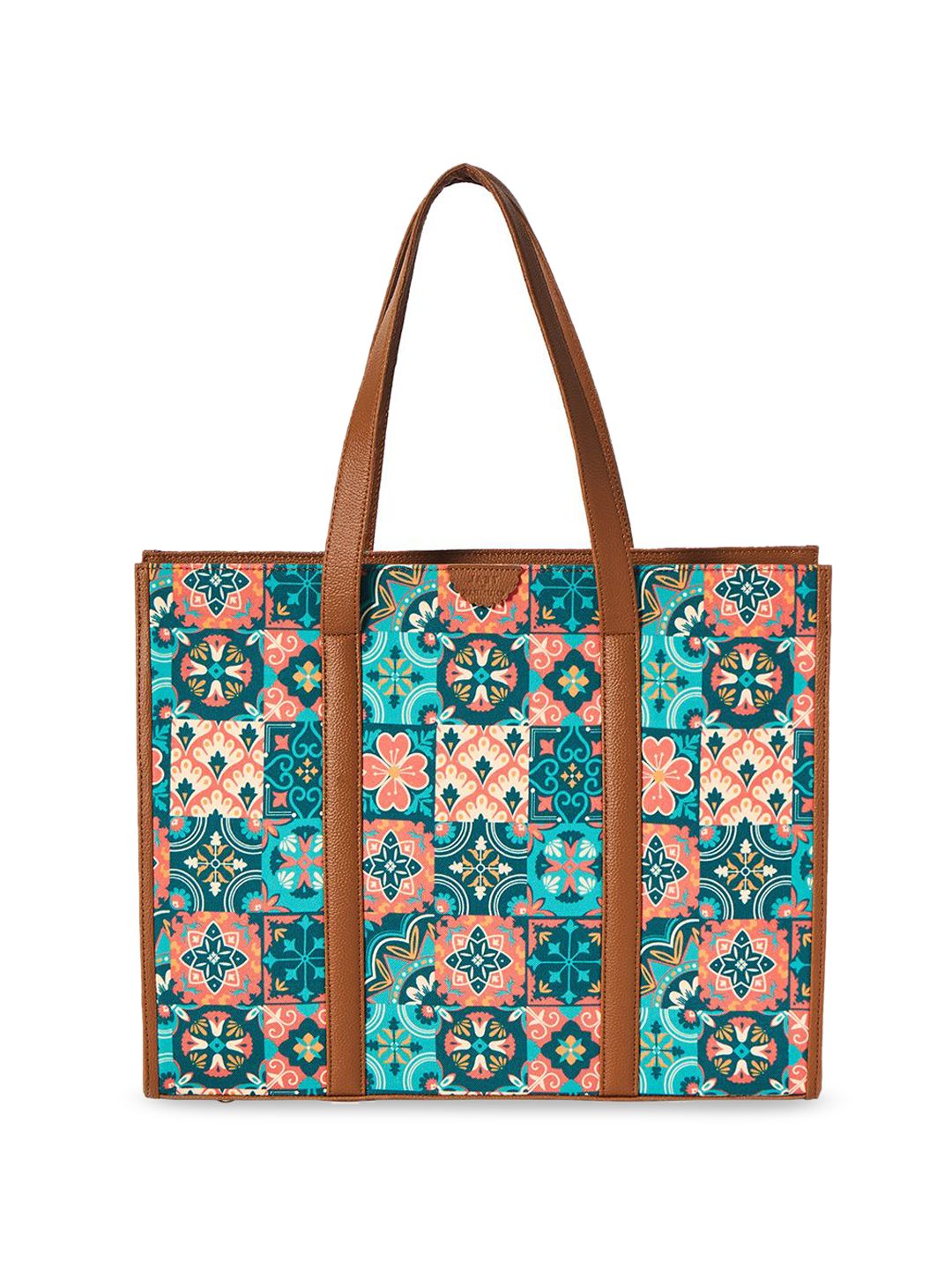 TEAL BY CHUMBAK Women Ethnic Motifs Printed Tote Bag