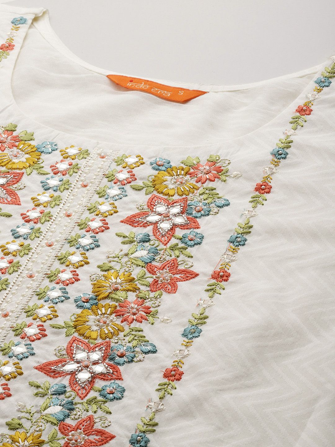 Indo Era Women Embroidered Thread Work Pure Cotton Kurta with Trousers & With Dupatta