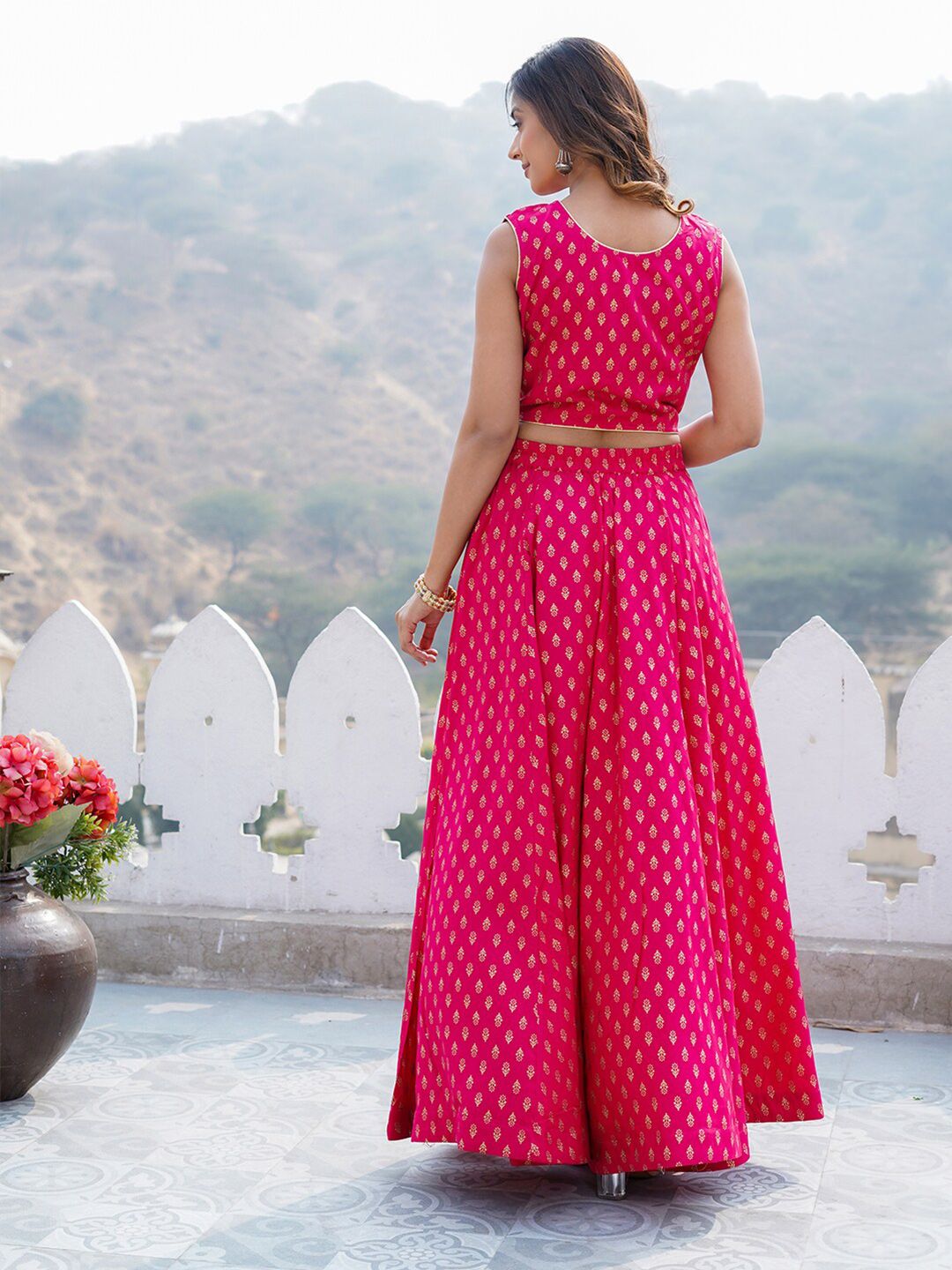 Kalini Foil Dicetak Bersedia Memakai Lehenga Choli Dengan Dupatta