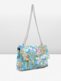 Lino Perros Floral Printed Structured Shoulder Bag With Quilted Detail