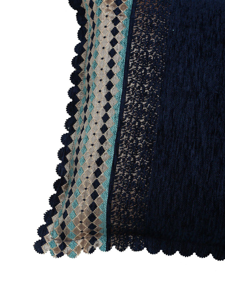 HOSTA HOMES Navy Blue & Grey Set of 2 Geometric Velvet Square Cushion Covers