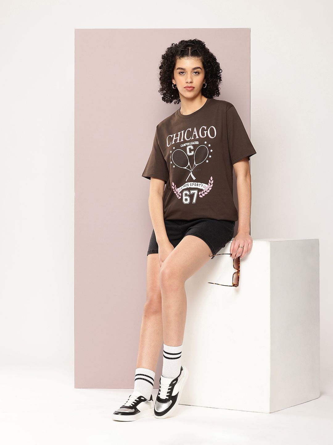 DILLINGER Women Printed Pure Cotton Oversized T-shirt