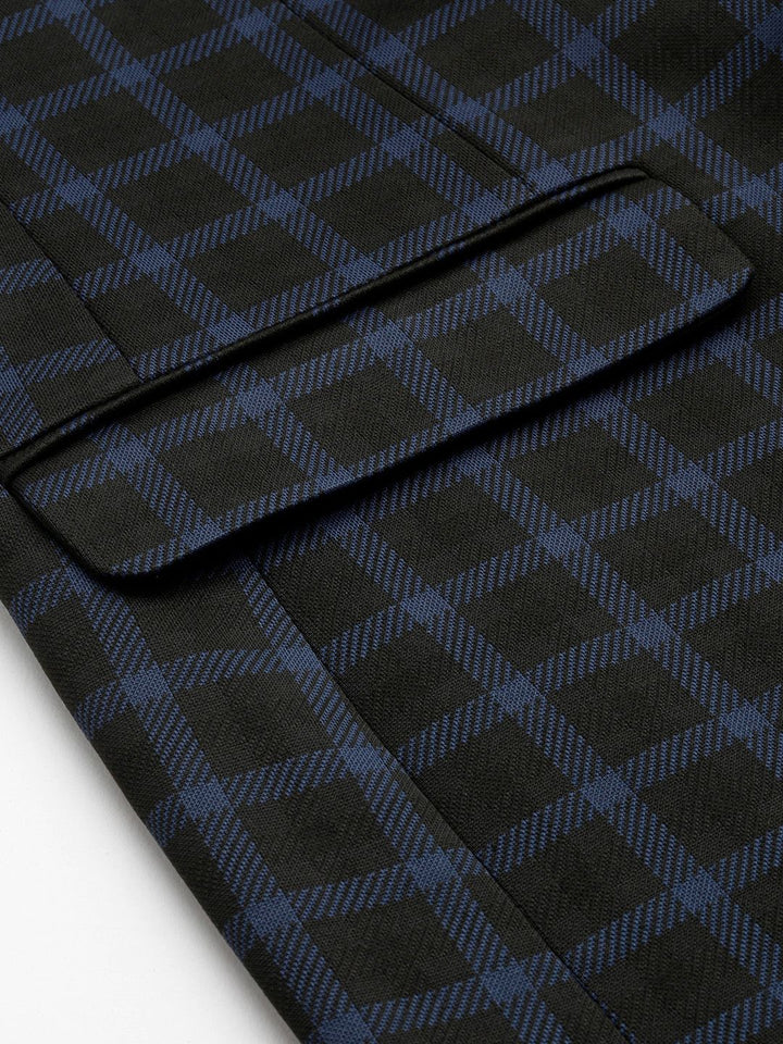 Park Avenue Checked Notched Lapel Slim Fit Single Breasted Formal Blazer