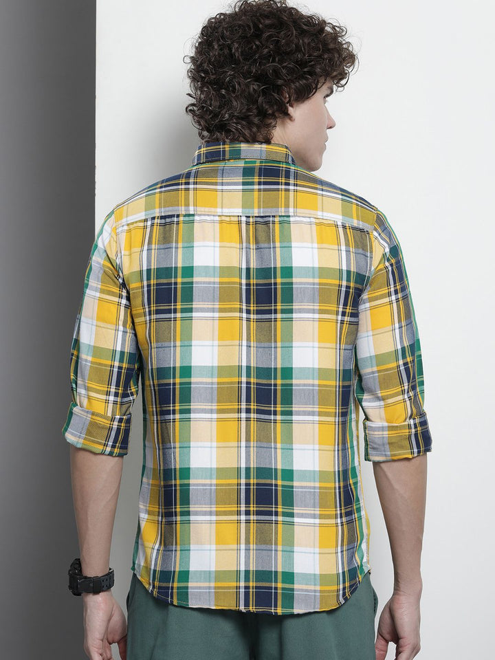 The Indian Garage Co Men Tartan Checked Cotton Casual Shirt