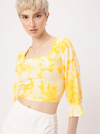 DressBerry Sun Shine Smocked Dyed Styled Back Crop Top