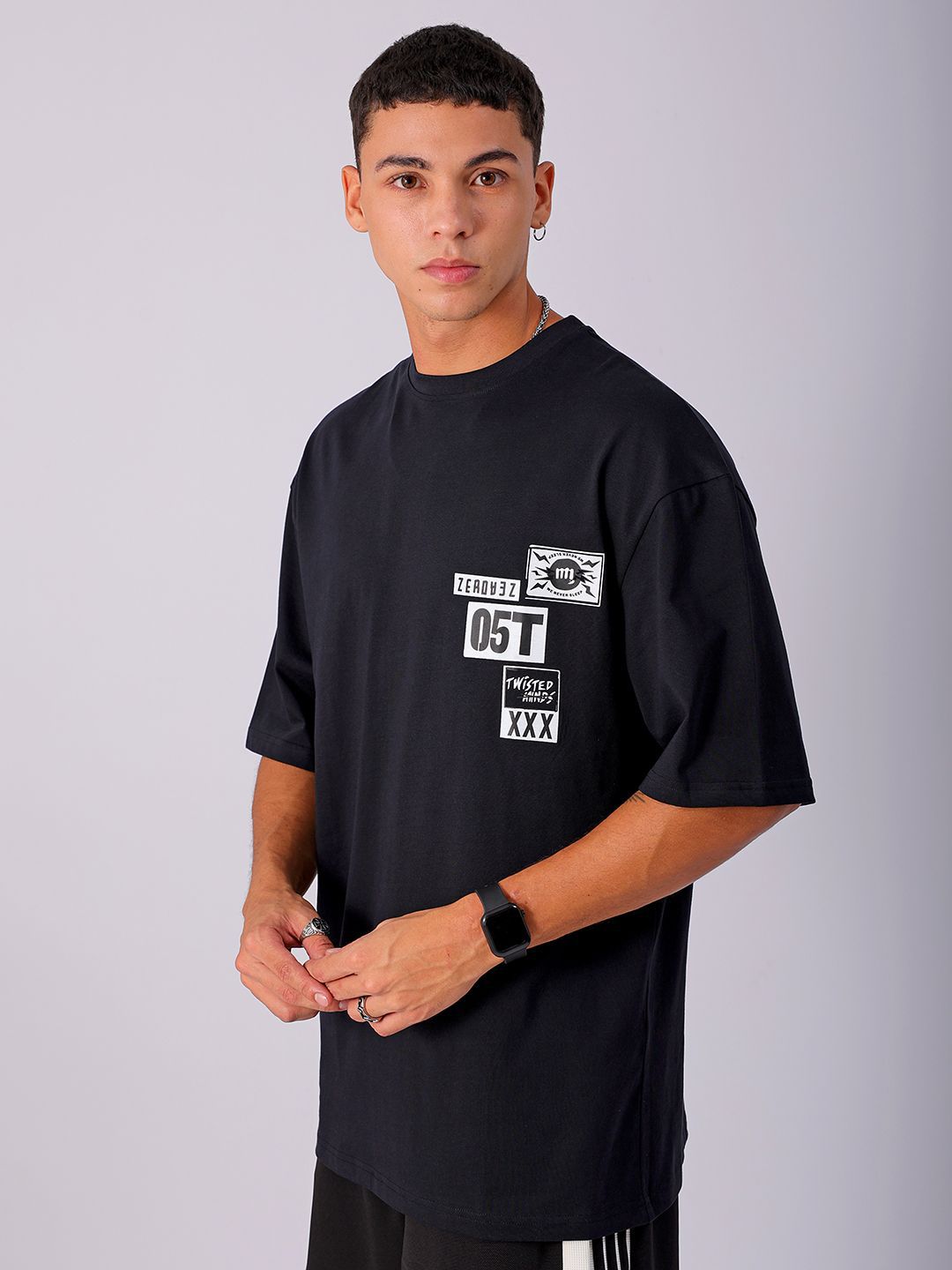 The Indian Garage Co Men Back Printed Oversized Pure Cotton T-shirt