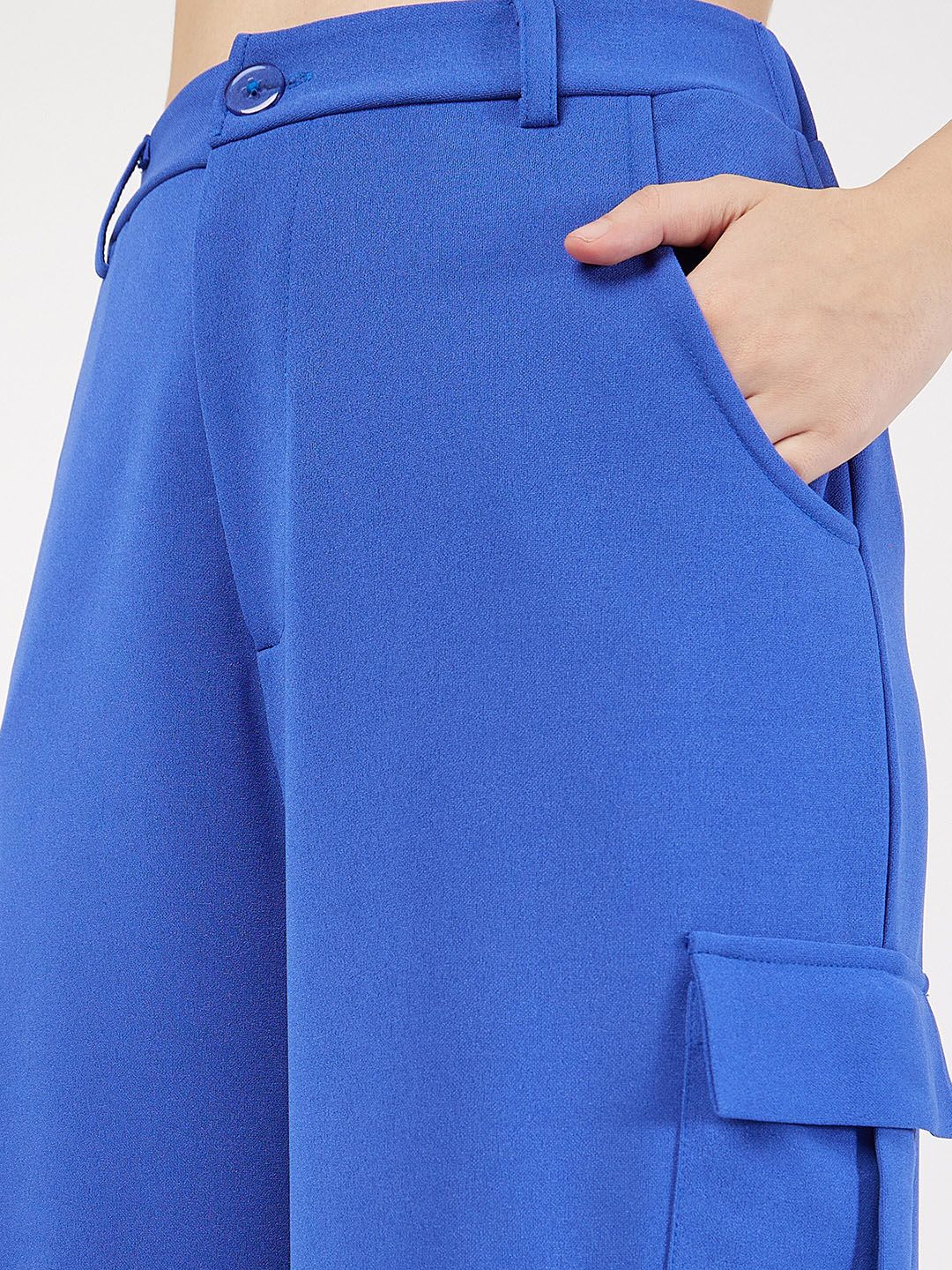 SASSAFRAS Women Plain Flat-Front High-Rise Cargos