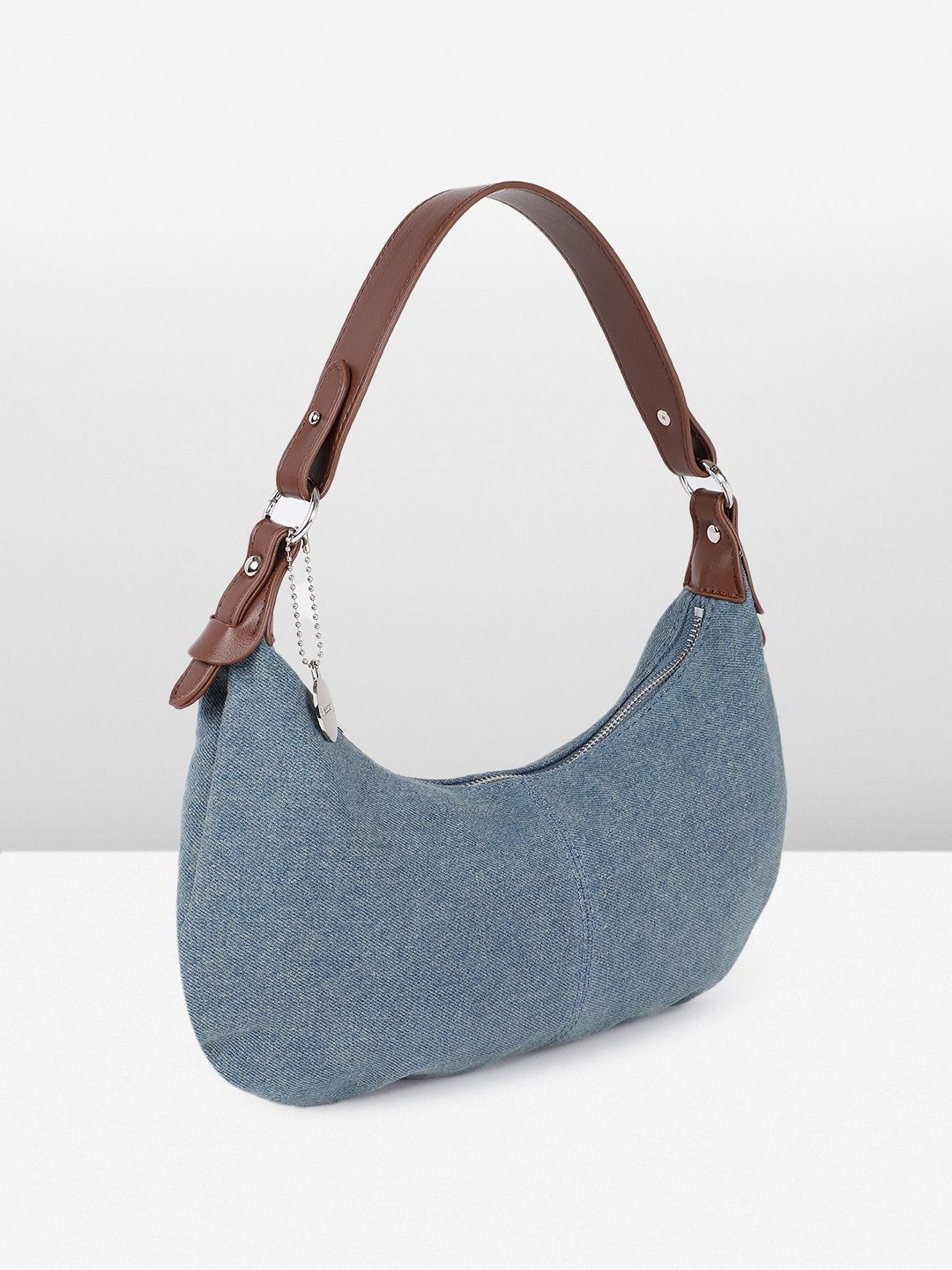 DressBerry Textured Baguette Hobo Bag
