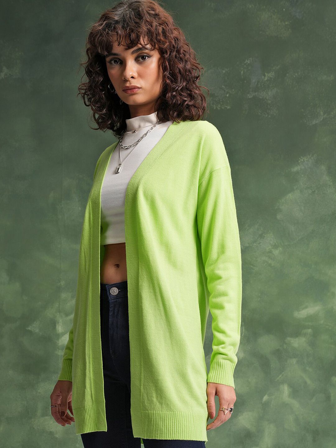 Tokyo Talkies Acrylic Longline Cardigan