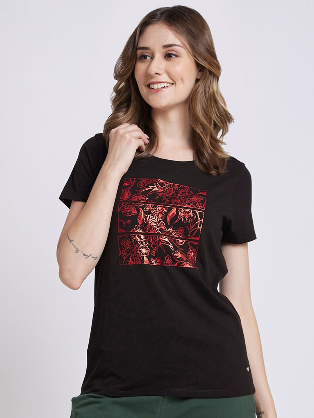 SPYKAR Floral Printed Cotton T-shirt