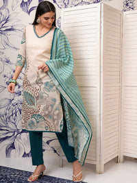 Vishudh Floral Printed Regular Sequinned Pure Cotton Kurta with Trouser & Dupatta