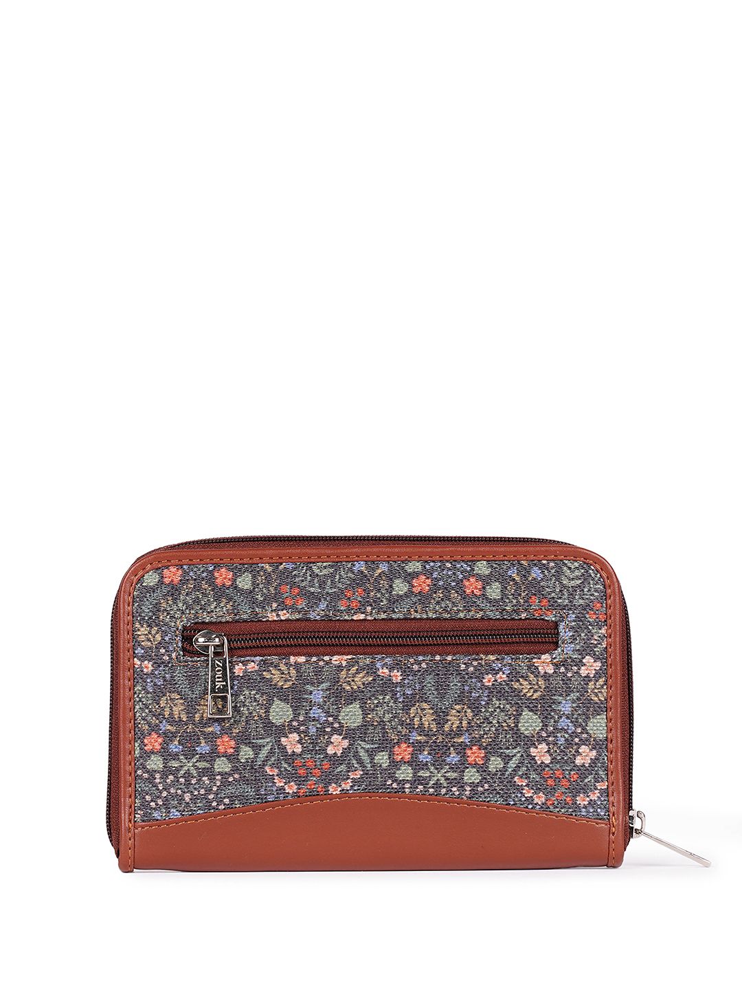ZOUK Women Floral Printed Zip Detail Zip Around Wallet