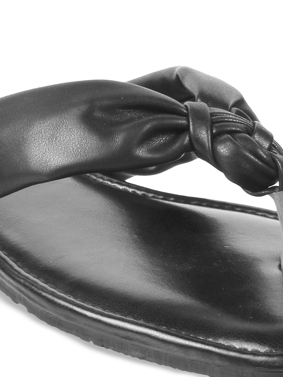 Mochi Women Black T-Strap Flats