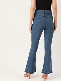 DressBerry Women Blue Bootcut High-Rise Mildly Distressed Stretchable Jeans