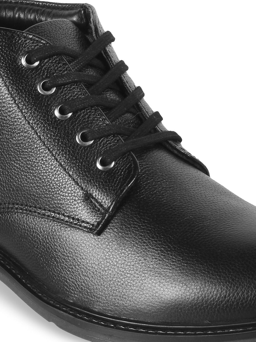 Metro Men Textured Leather Mid-Top Formal Derbys